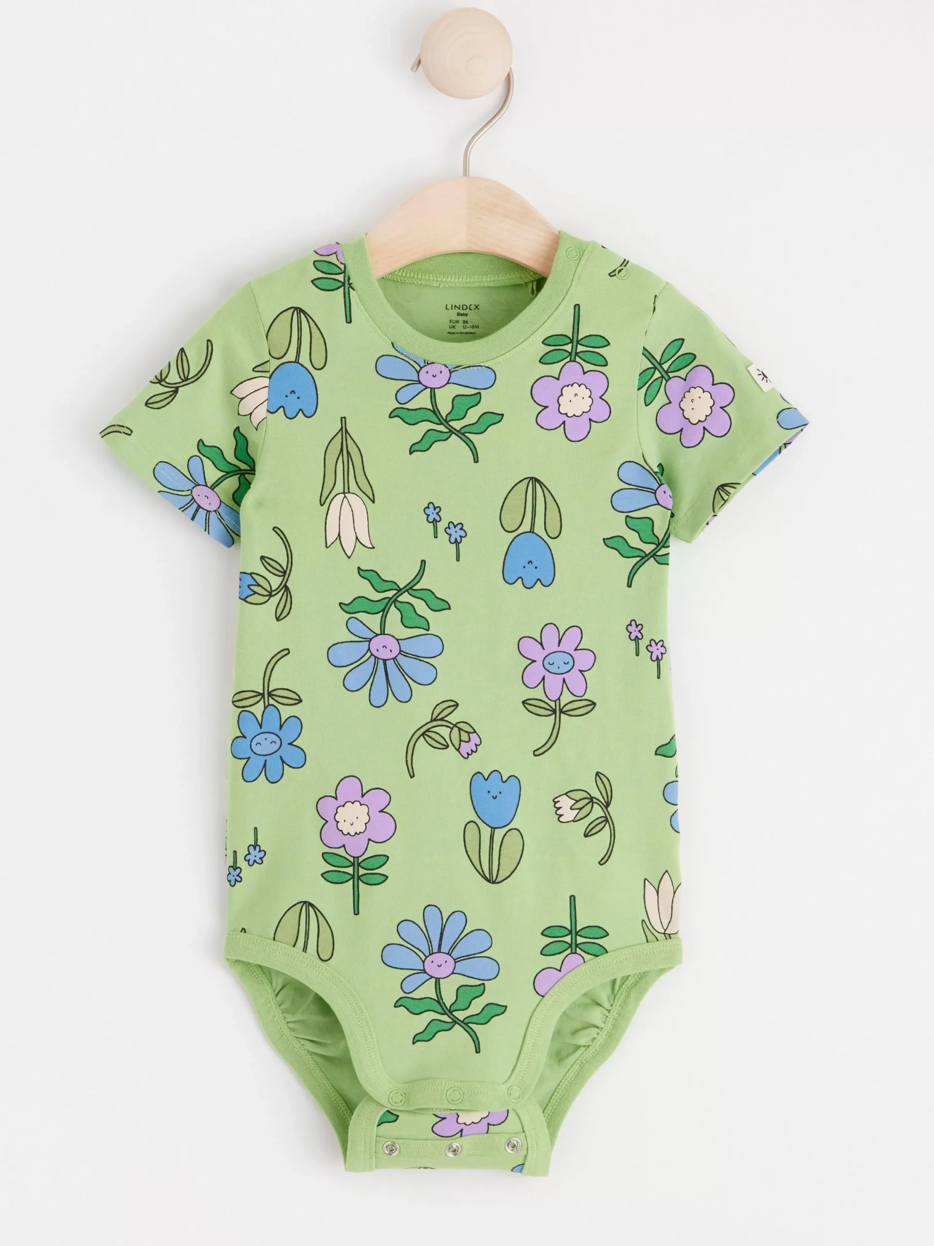 Bodies>Lindex Kortarmad Body Med Blommor Green