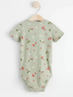 Bodies>Lindex Kortarmad Body Med Jordgubbar Dusty Green