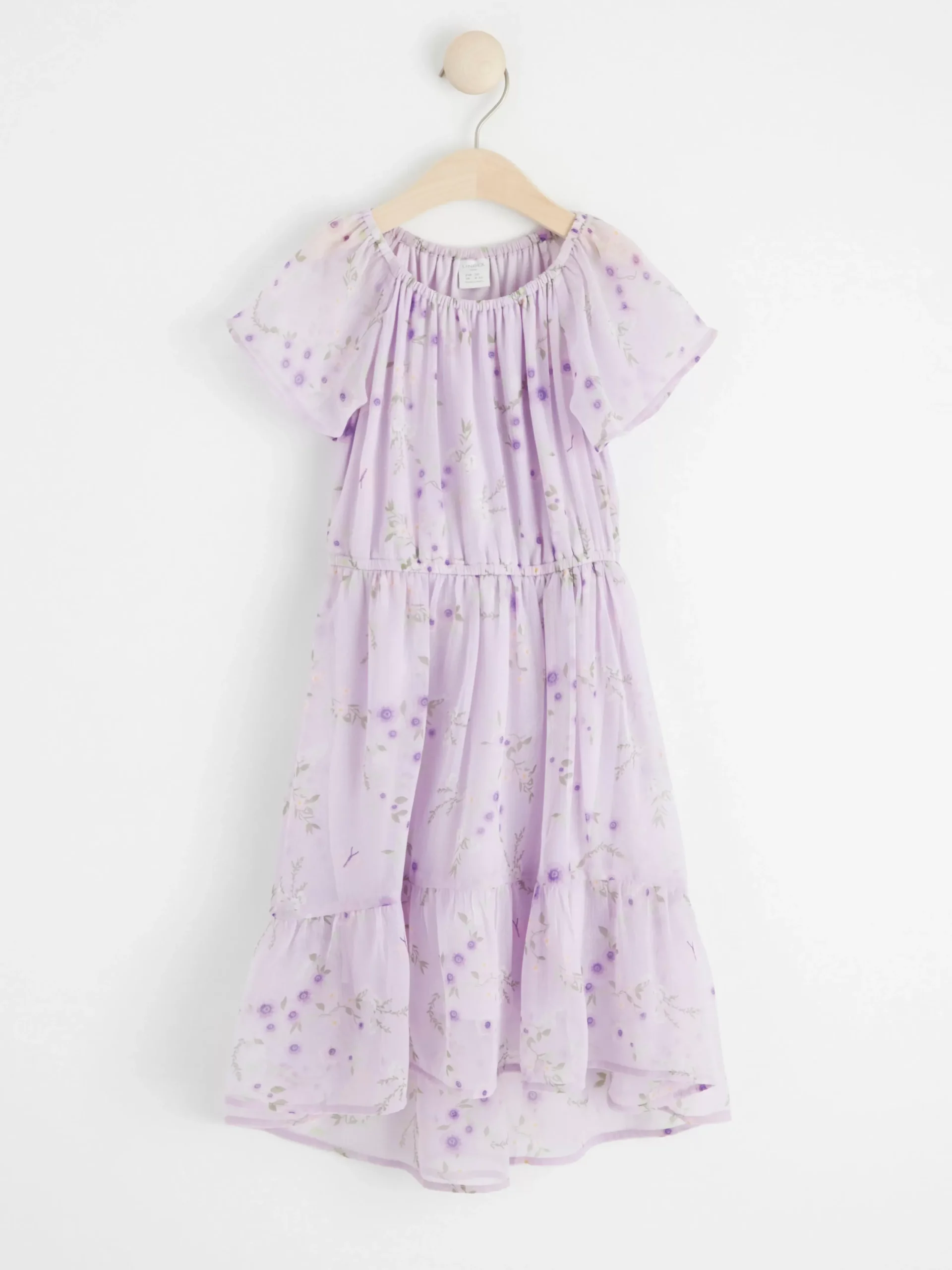 Klänningar>Lindex Kortarmad Chiffongklanning Som Ar Langre Baktill An Framtill Light Lilac