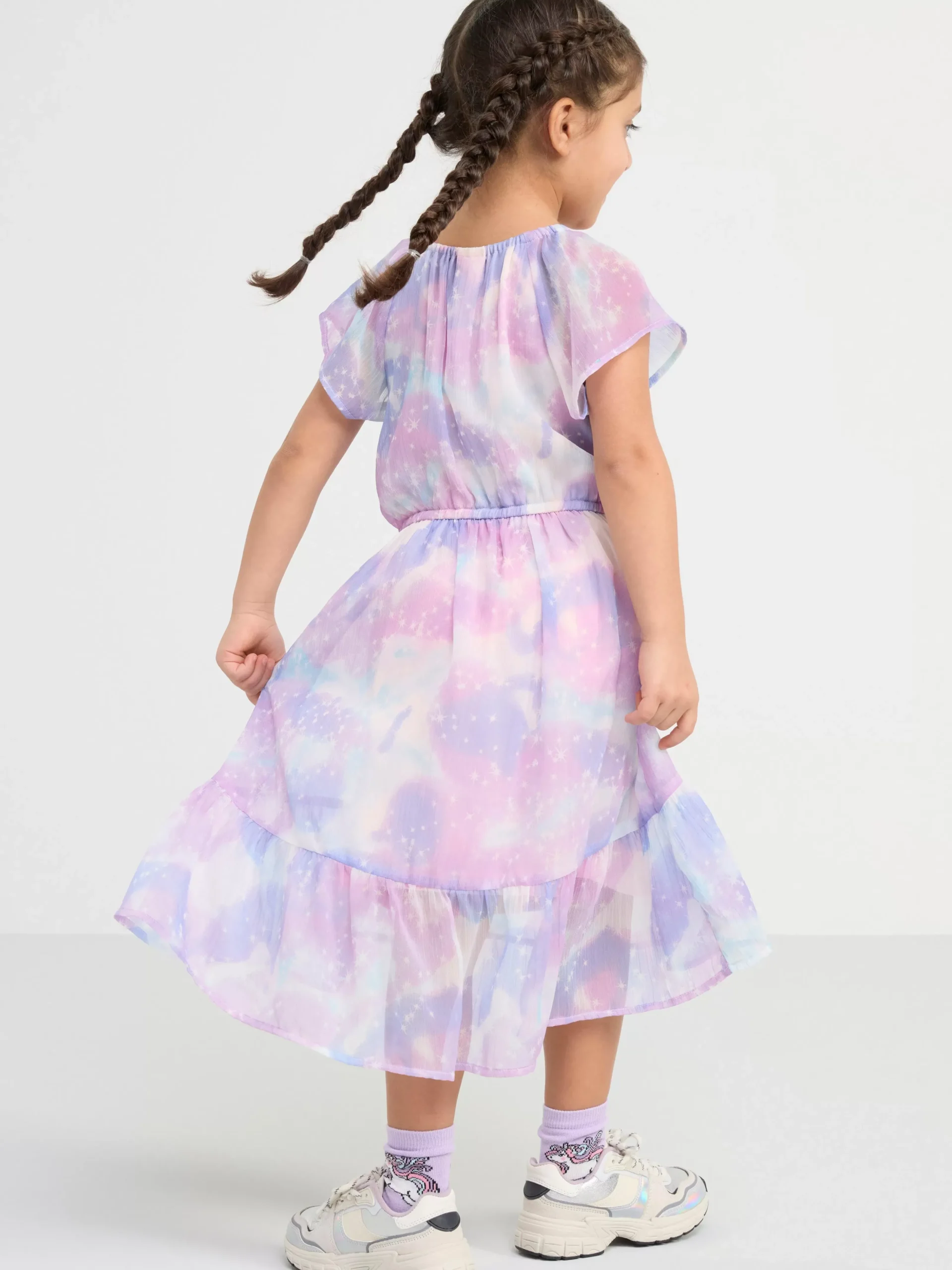 Klänningar>Lindex Kortarmad Chiffongklanning Som Ar Langre Baktill An Framtill Light Dusty Pink