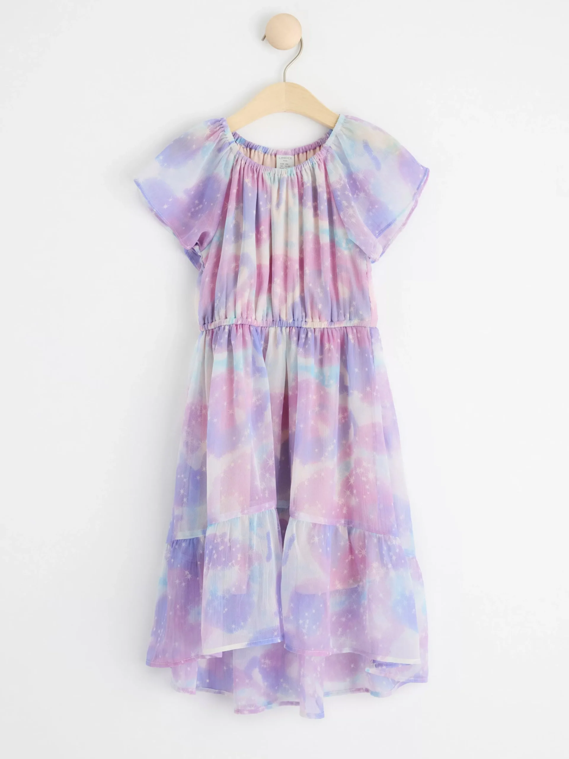Klänningar>Lindex Kortarmad Chiffongklanning Som Ar Langre Baktill An Framtill Light Dusty Pink