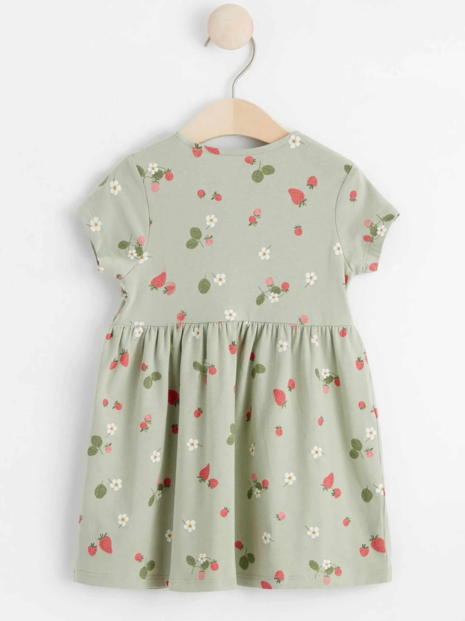 Klänningar>Lindex Kortarmad Klanning Med Blommor Dusty Green