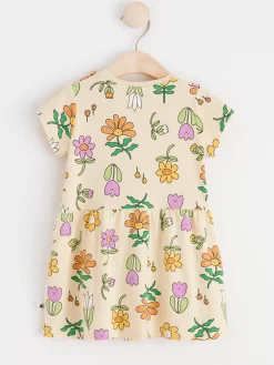 Klänningar>Lindex Kortarmad Klanning Med Blommor Light Yellow