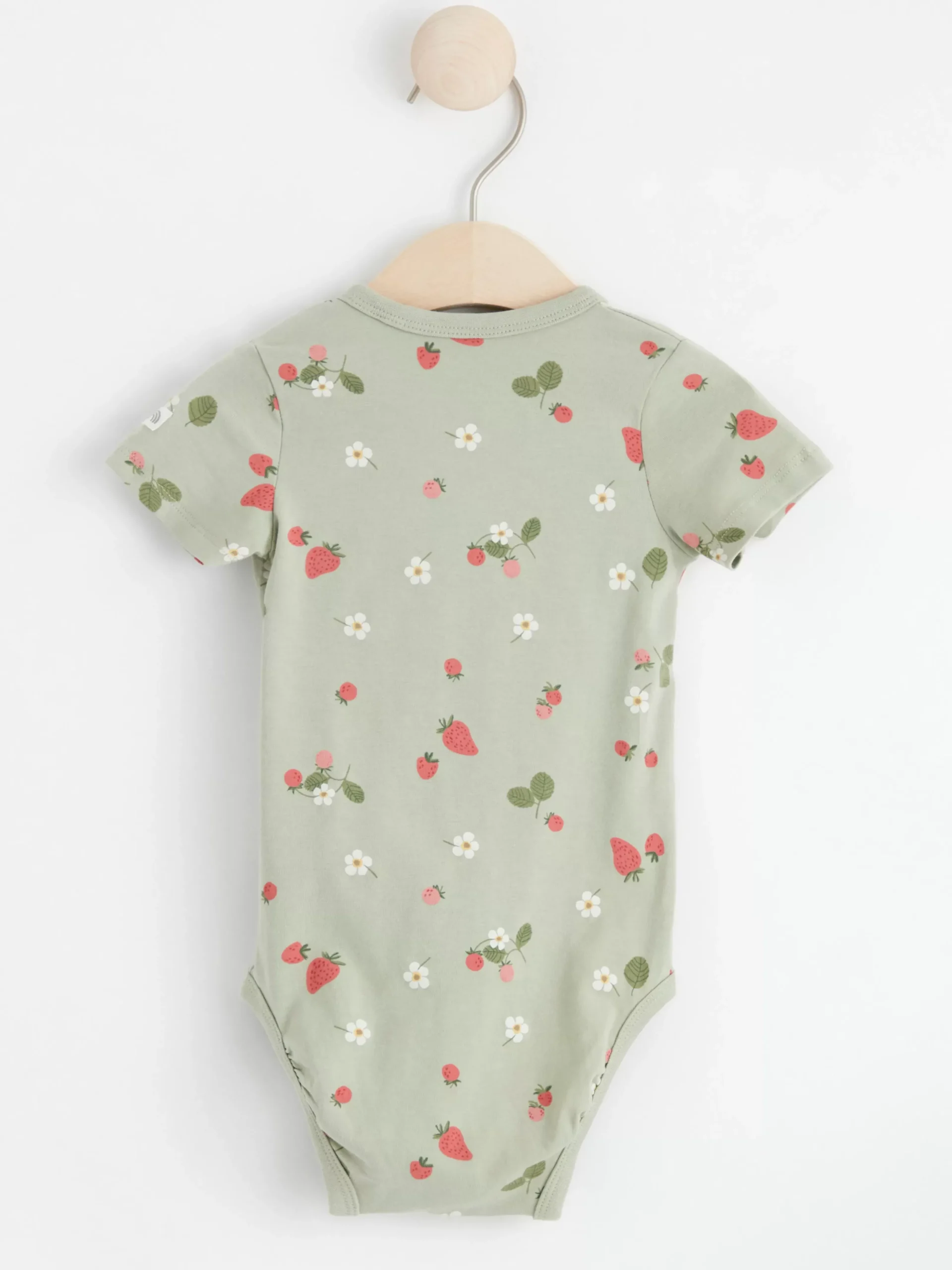 Bodies>Lindex Kortarmad Omlottbody Med Jordgubbar Dusty Green