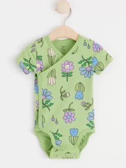 Bodies>Lindex Kortarmad Omlottbody Med Blommor Green