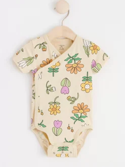 Bodies>Lindex Kortarmad Omlottbody Med Blommor Light Yellow