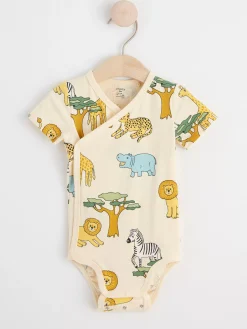 Bodies>Lindex Kortarmad Omlottbody Med Djur Light Yellow