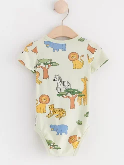 Bodies>Lindex Kortarmad Omlottbody Med Djur Light Dusty Green