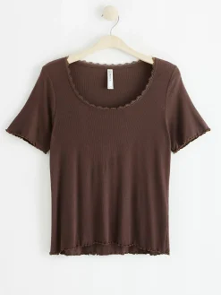 Nattplagg>Lindex Kortarmad Pyjamastopp Dark Dusty Brown