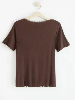Nattplagg>Lindex Kortarmad Pyjamastopp Dark Dusty Brown