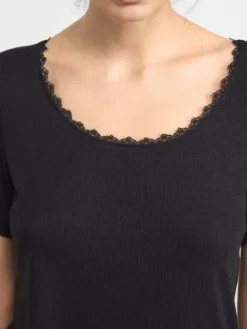 Nattplagg>Lindex Kortarmad Pyjamastopp Black