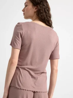 Nattplagg>Lindex Kortarmad Pyjamastopp Dark Dusty Pink