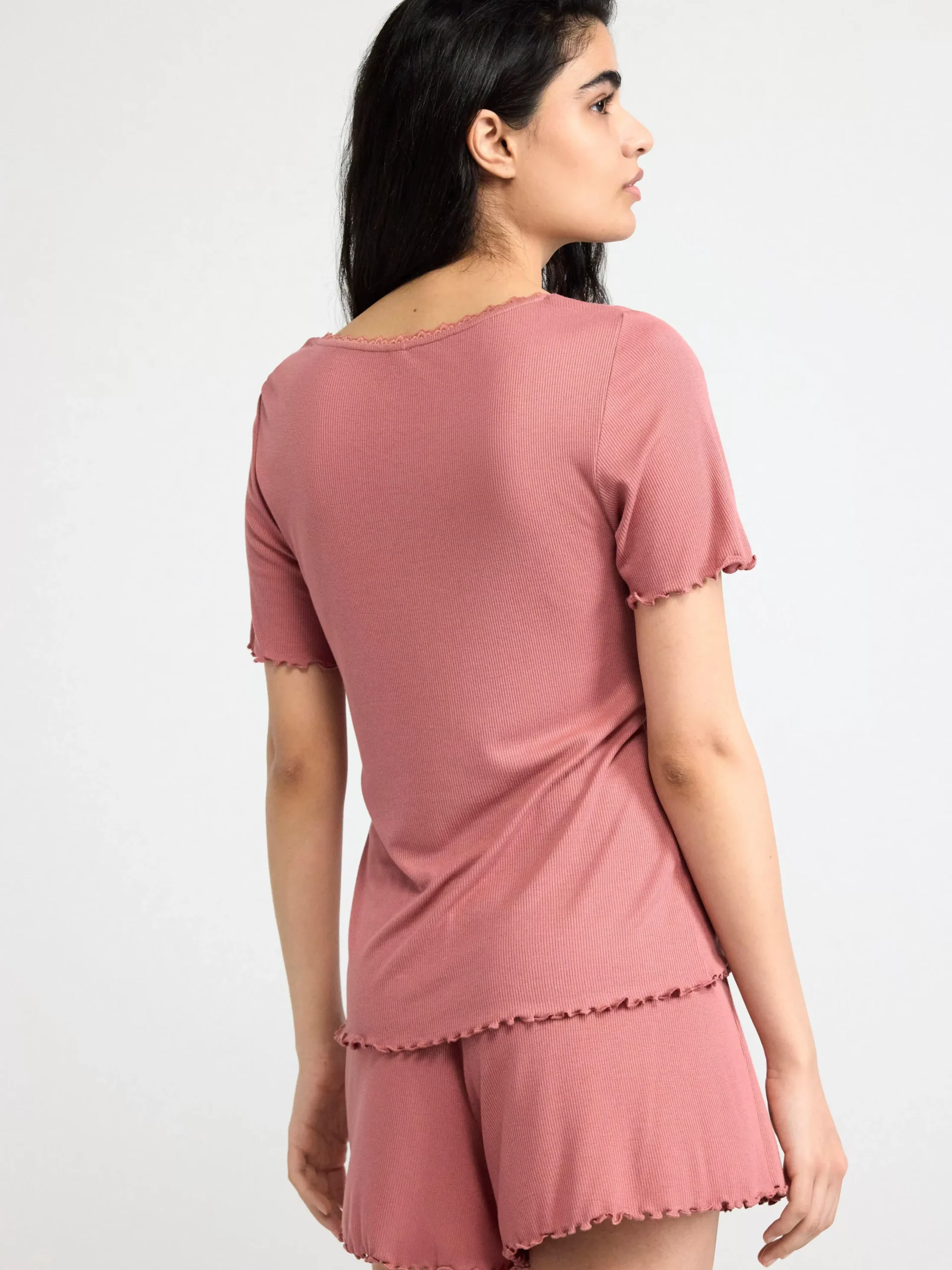 Nattplagg>Lindex Kortarmad Pyjamastopp Dark Dusty Pink