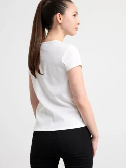 Toppar & T-Shirts>Lindex Kortarmad Ribbad Topp Off White