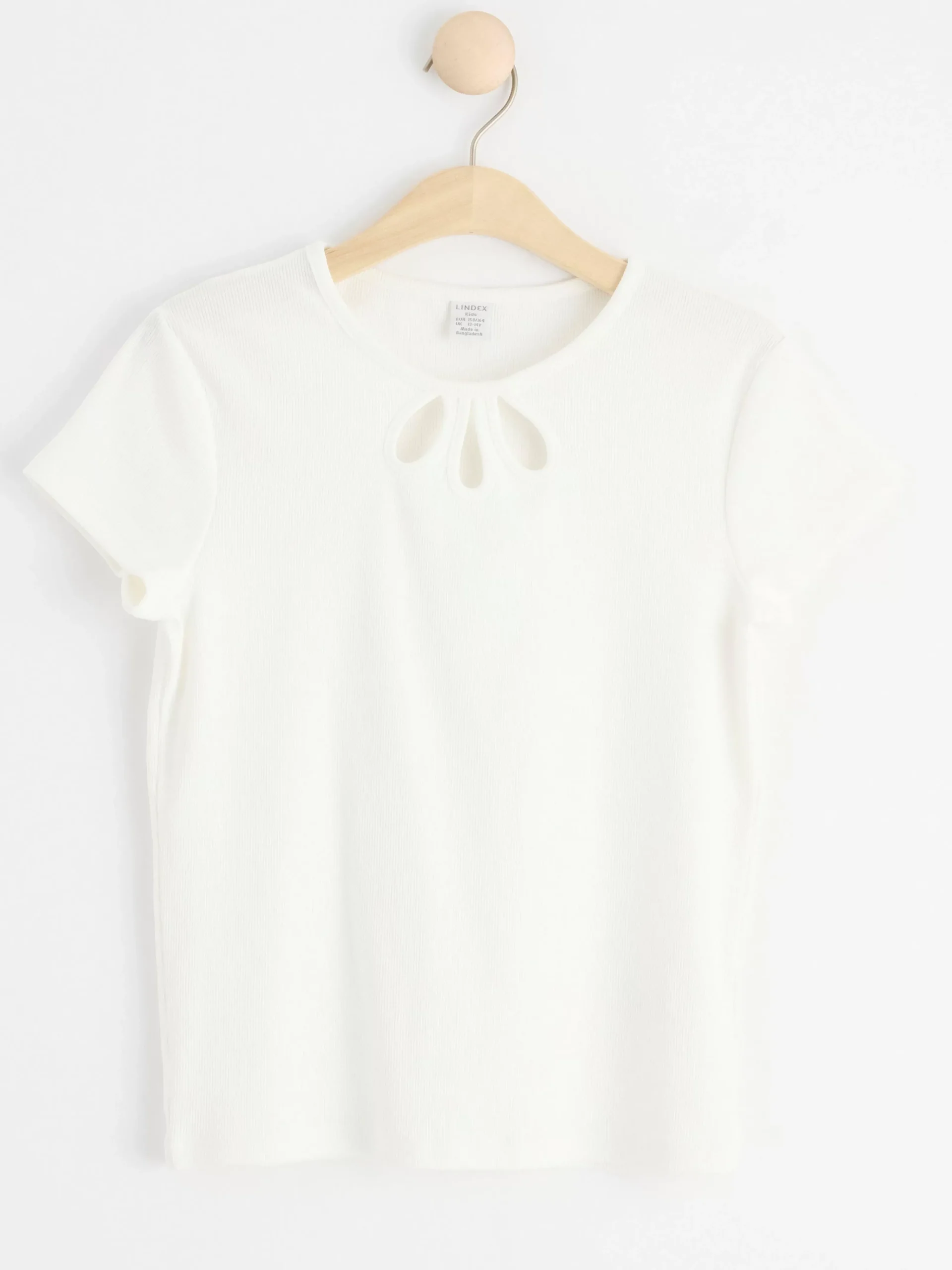 Toppar & T-Shirts>Lindex Kortarmad Ribbad Topp Off White