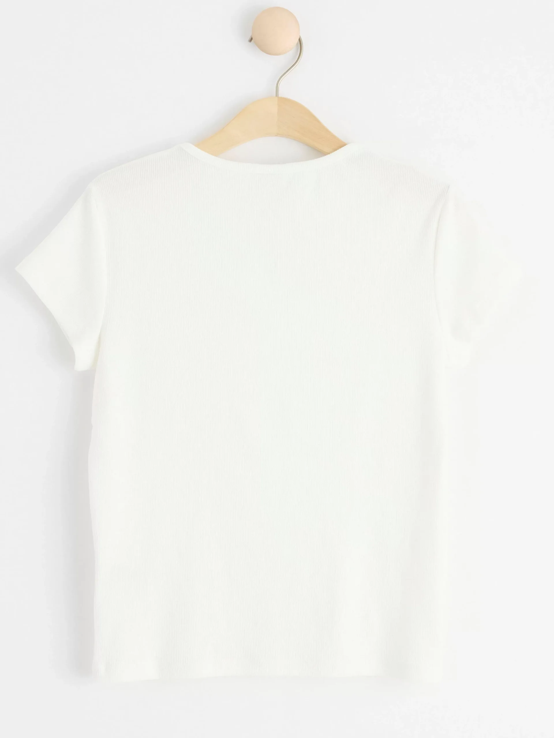 Toppar & T-Shirts>Lindex Kortarmad Ribbad Topp Off White