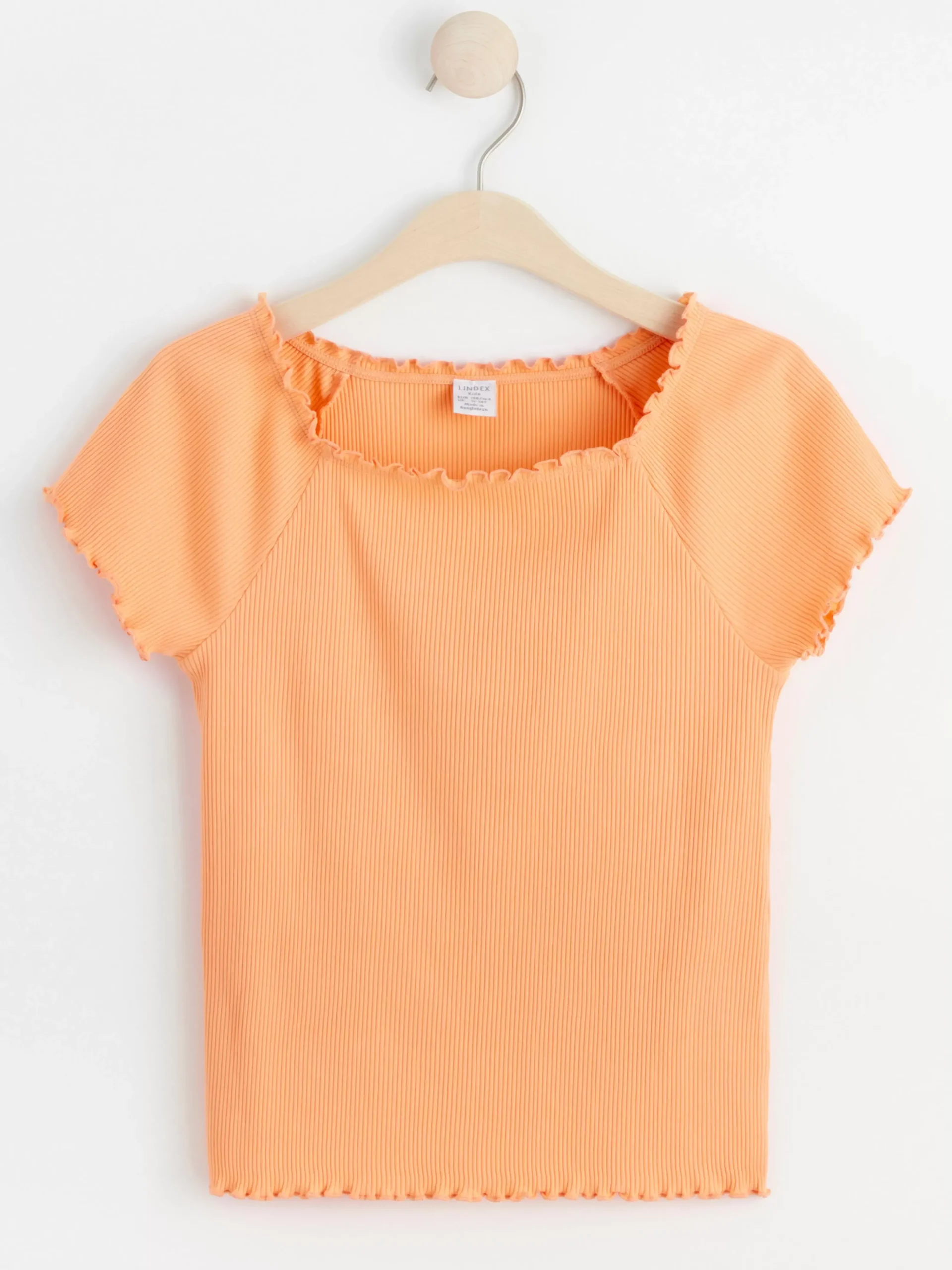 Toppar & T-Shirts>Lindex Kortarmad Ribbad Topp Light Orange