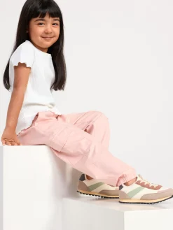 Toppar & T-Shirts>Lindex Kortarmad Ribbad Topp Light Dusty White