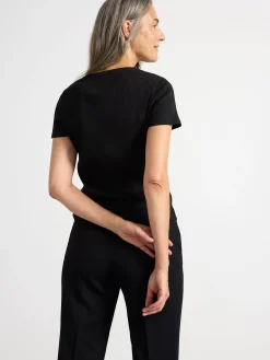 Toppar & T-Shirts>Lindex Kortarmad Ribbad Topp Black