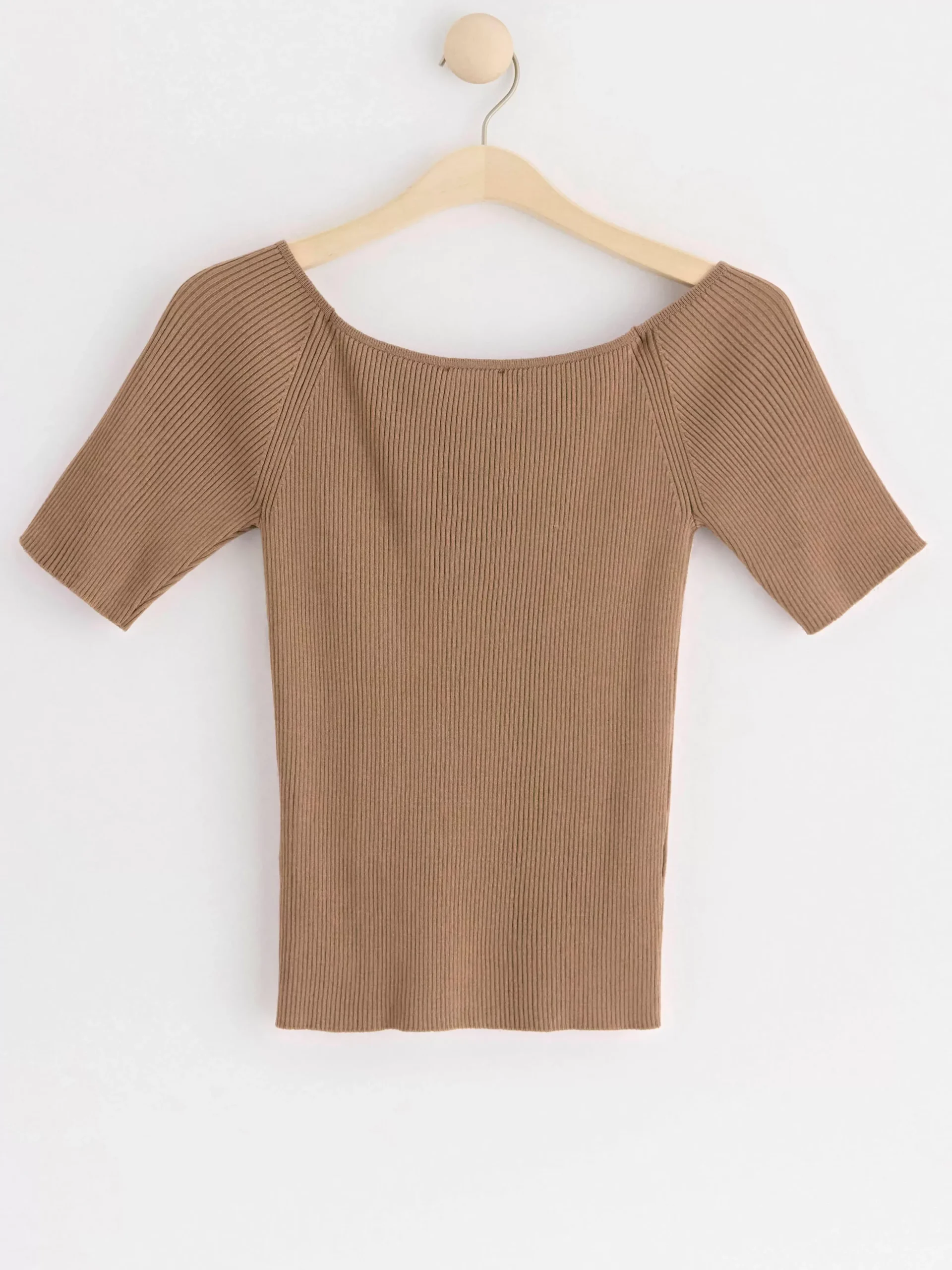 Toppar & T-Shirts>Lindex Kortarmad Ribbad Topp Brown