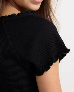 Toppar & T-Shirts>Lindex Kortarmad Ribbad Topp Black