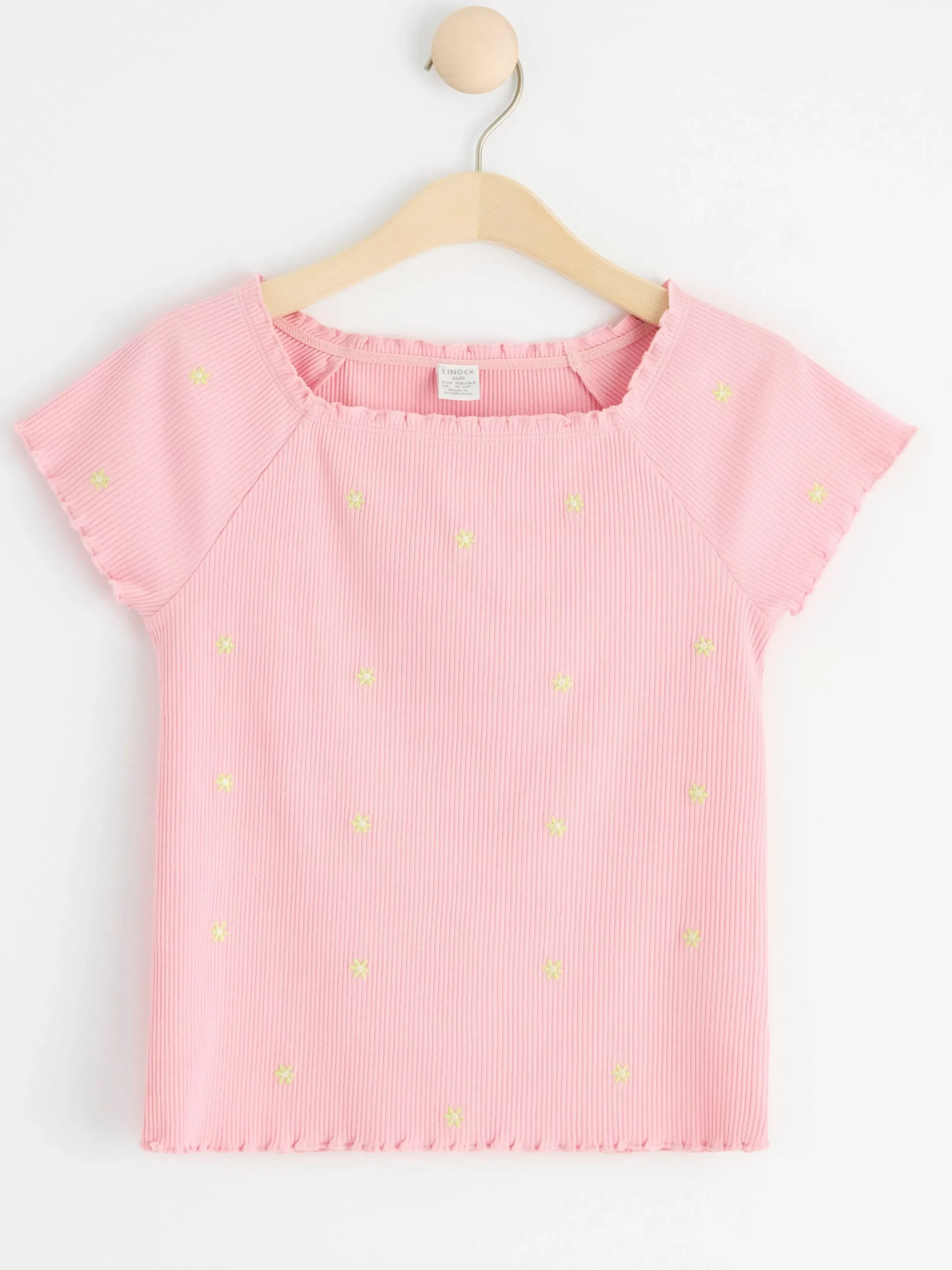 Toppar & T-Shirts>Lindex Kortarmad Ribbad Topp Light Pink