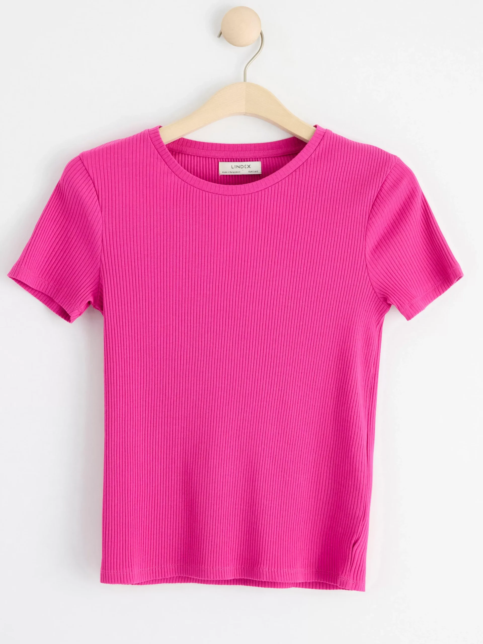 Toppar & T-Shirts>Lindex Kortarmad Ribbad Topp Pink