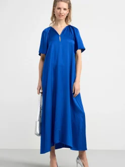 Klänningar>Lindex Kortarmad Satinklanning Blue