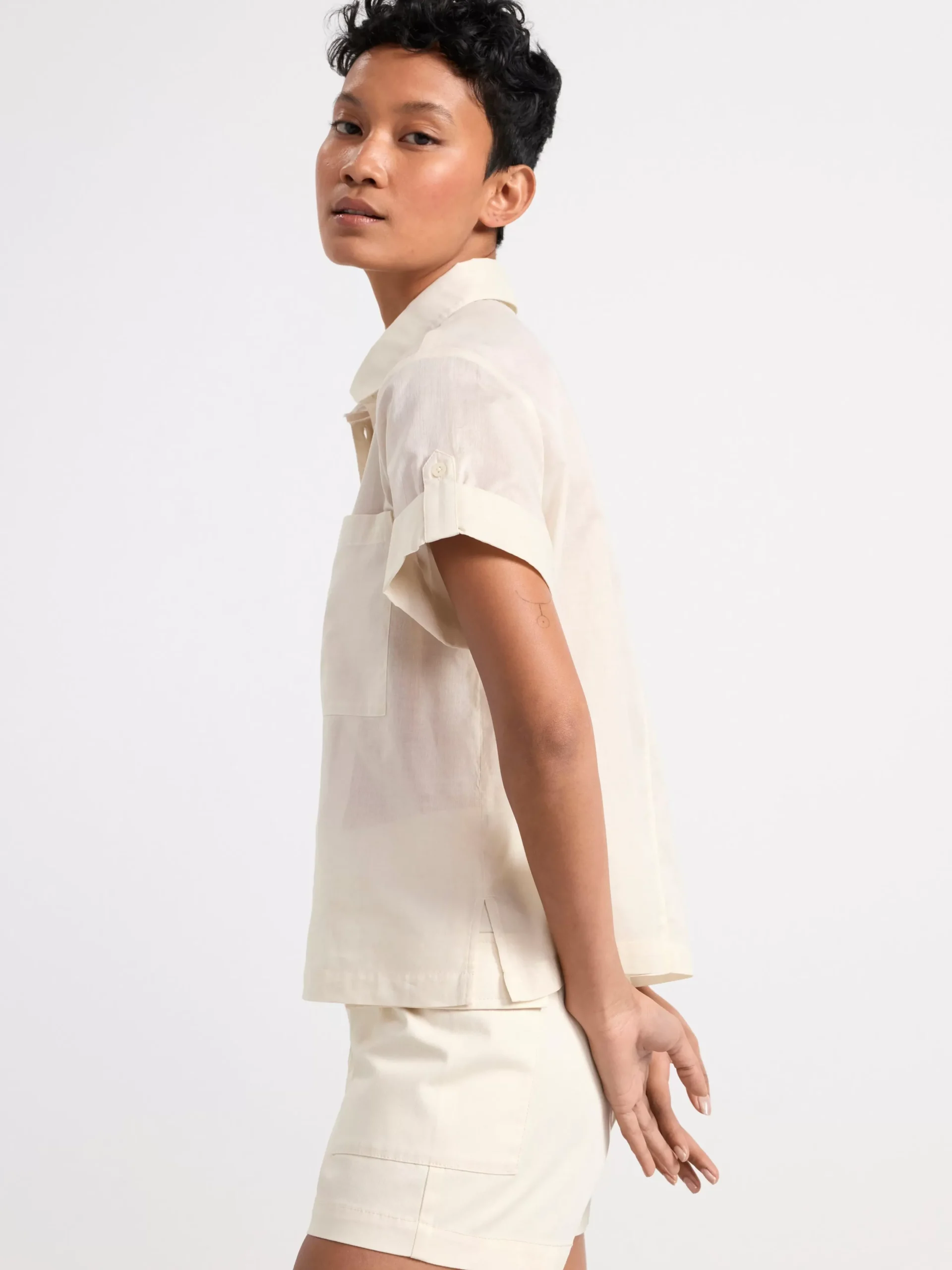 Blusar & Skjortor>Lindex Kortarmad Skjorta Light Beige