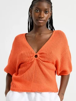 Tröjor & Cardigans>Lindex Kortarmad Stickad Troja Orange