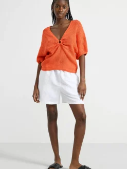 Tröjor & Cardigans>Lindex Kortarmad Stickad Troja Orange