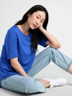 Toppar & T-Shirts>Lindex Kortarmad Topp Blue