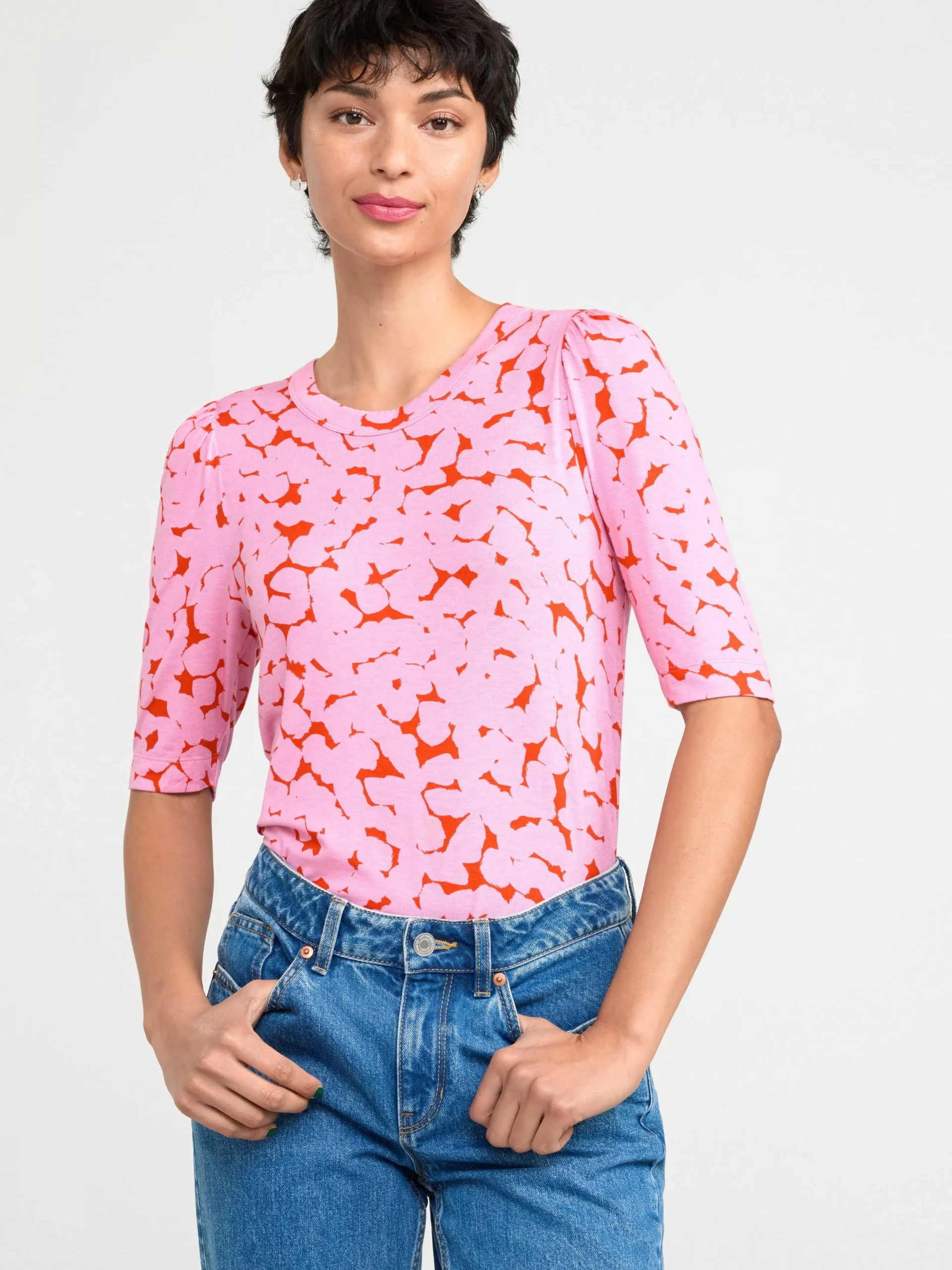 Toppar & T-Shirts>Lindex Kortarmad Topp Pink