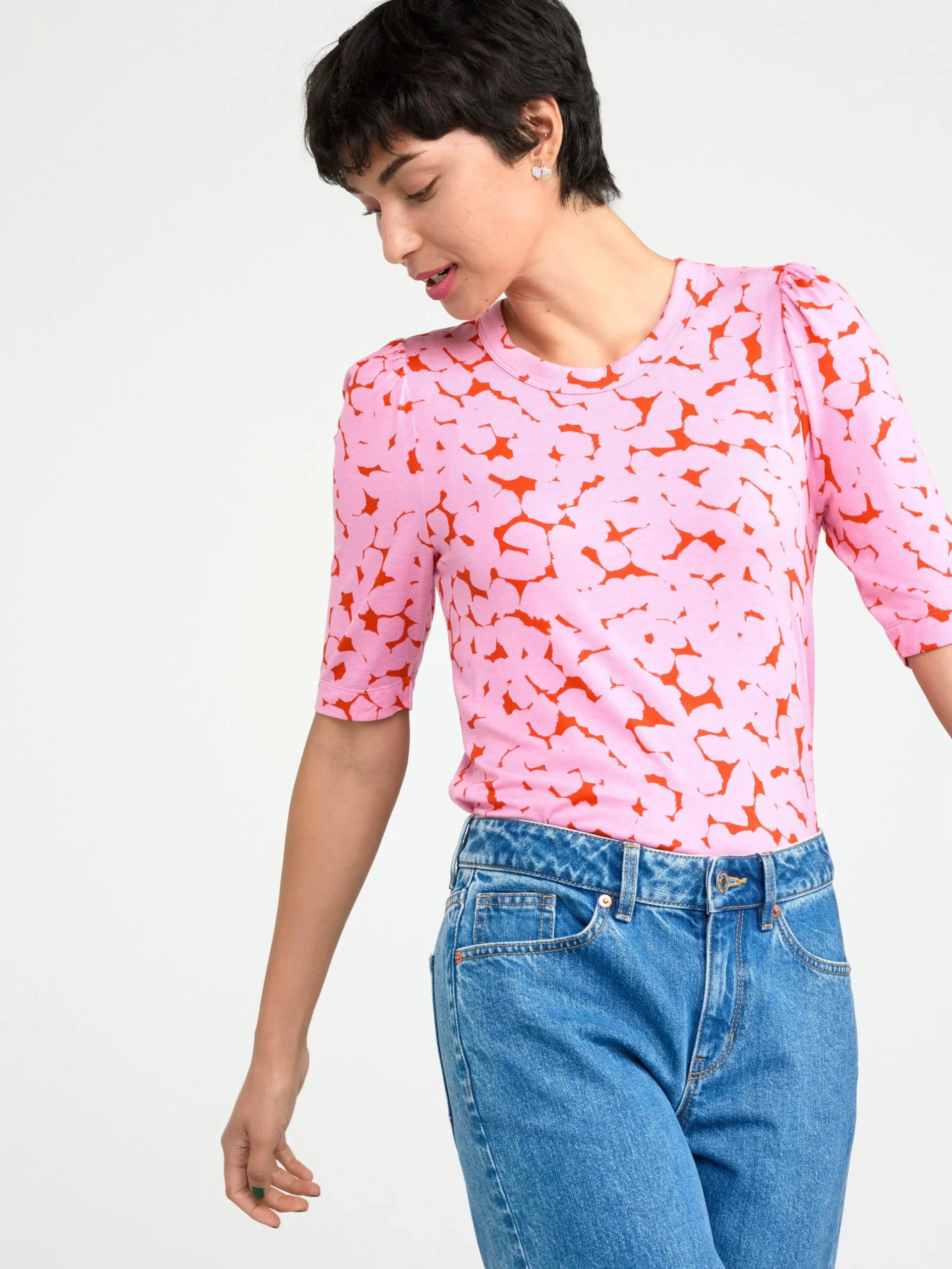 Toppar & T-Shirts>Lindex Kortarmad Topp Pink