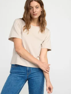 Toppar & T-Shirts>Lindex Kortarmad Topp Light Beige