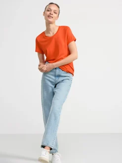 Toppar & T-Shirts>Lindex Kortarmad Topp Orange