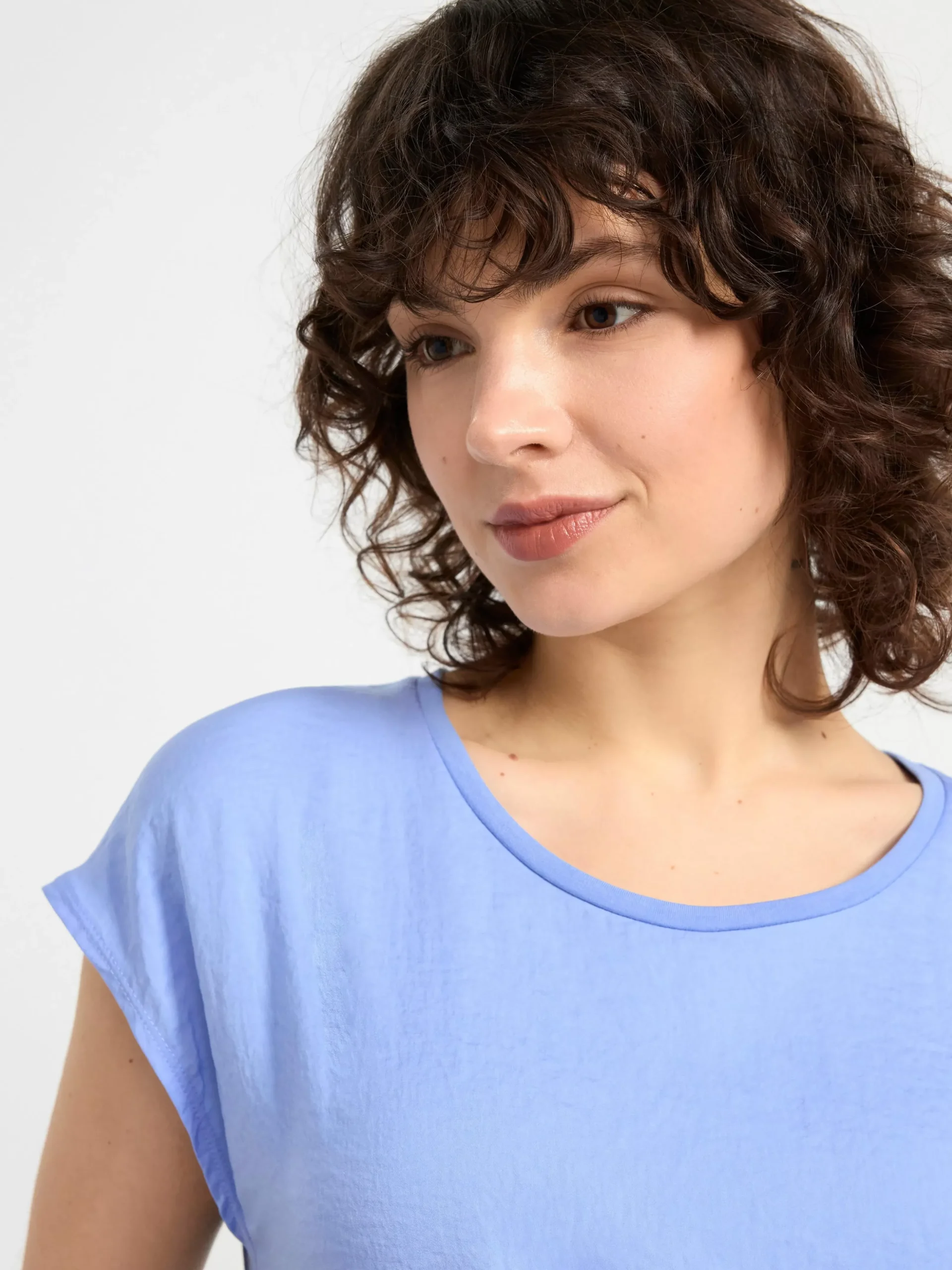Toppar & T-Shirts>Lindex Kortarmad Topp Light Blue