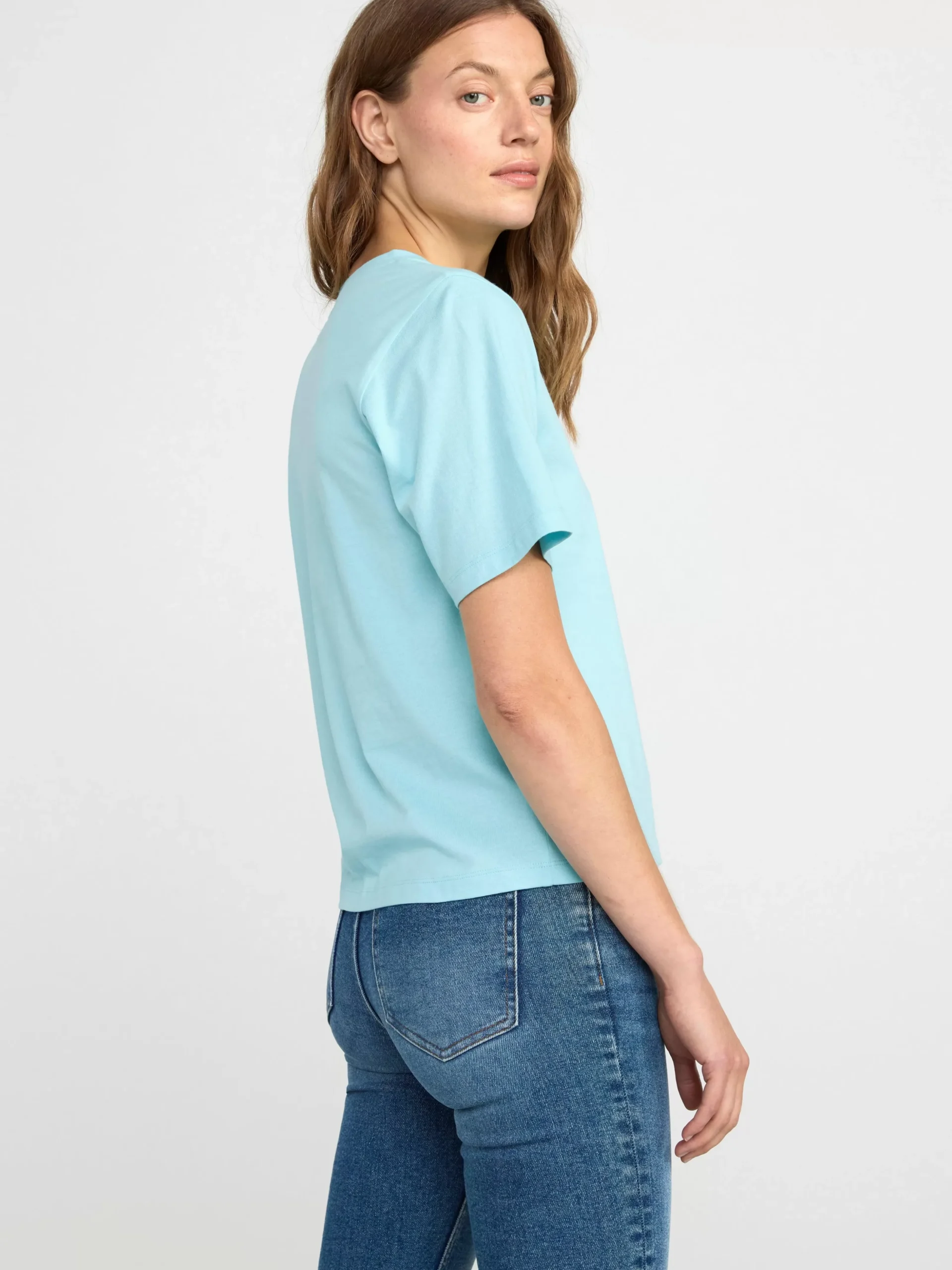 Toppar & T-Shirts>Lindex Kortarmad Topp Light Blue