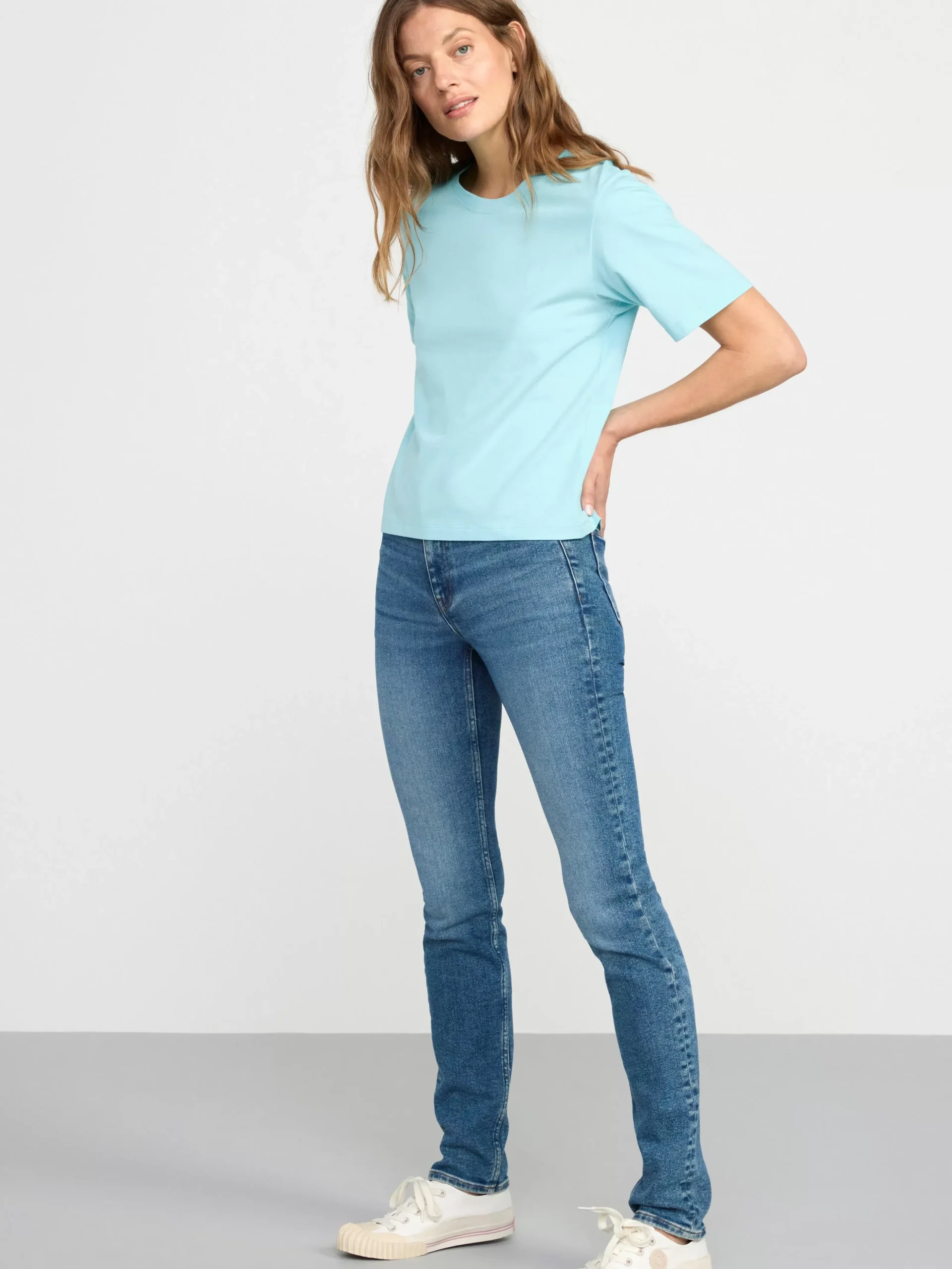 Toppar & T-Shirts>Lindex Kortarmad Topp Light Blue