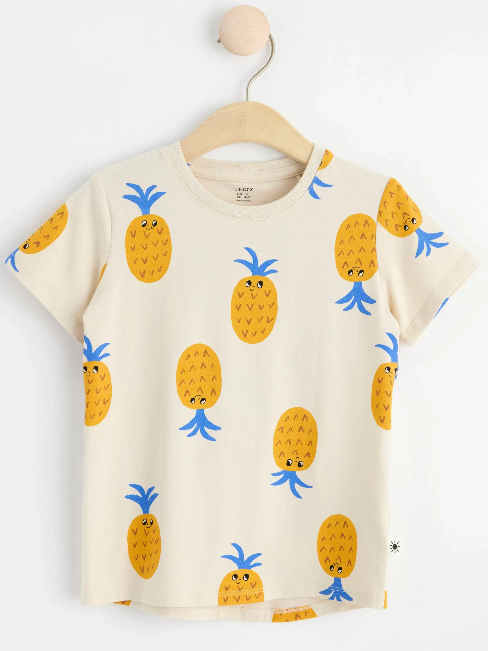 Toppar & T-Shirts>Lindex Kortarmad Topp Med Ananaser Light Beige