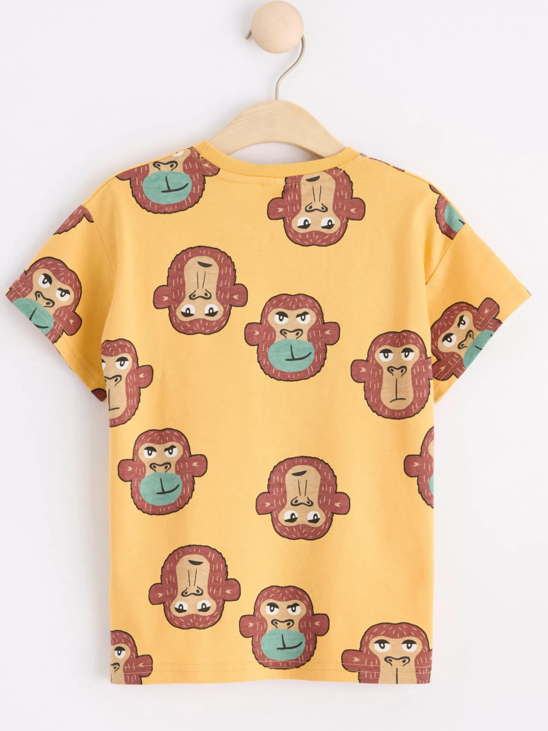 Toppar & T-Shirts>Lindex Kortarmad Topp Med Apor Light Dusty Yellow