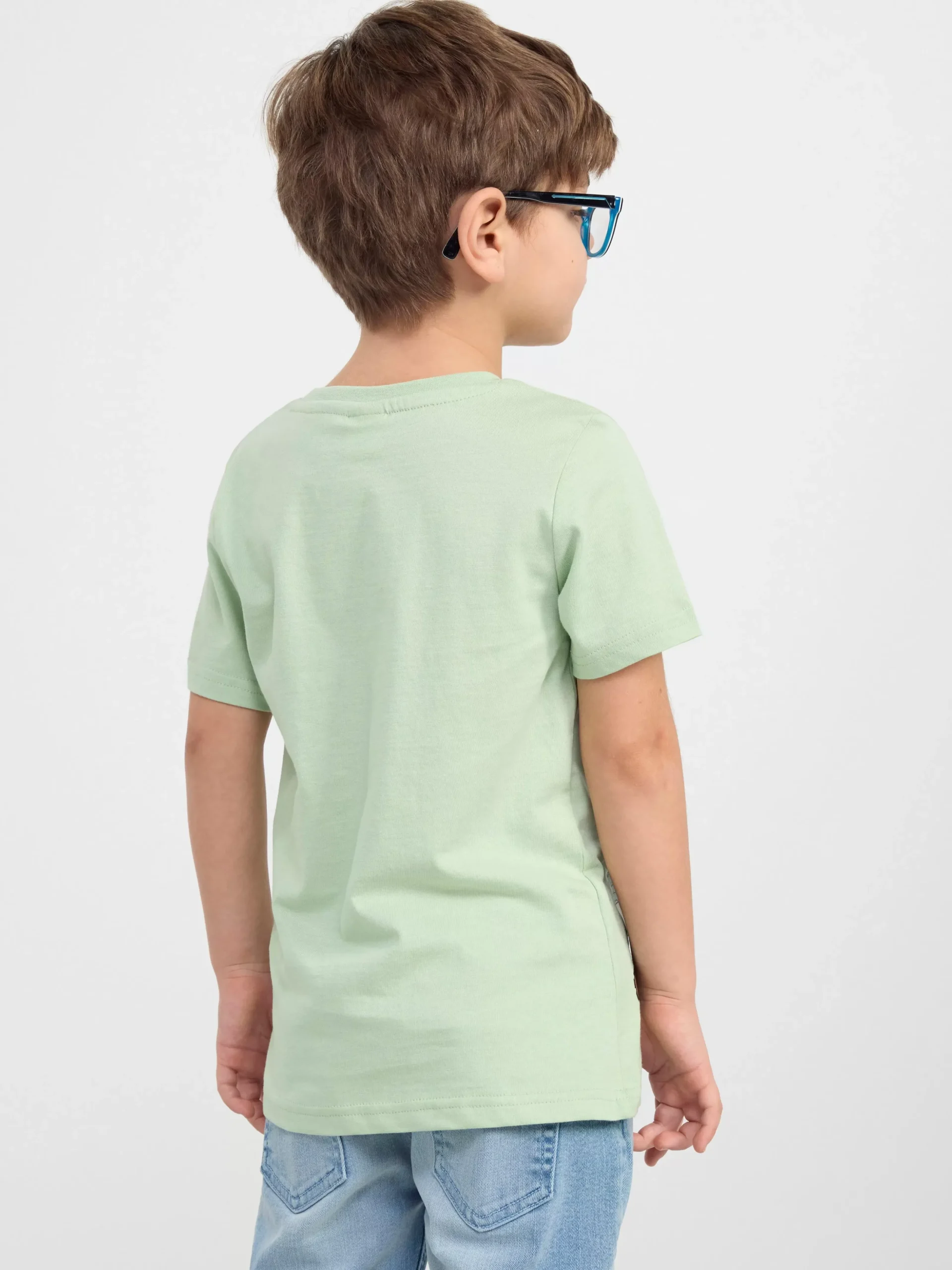 Toppar & T-Shirts>Lindex Kortarmad Topp Med Arbetsfordon Light Dusty Green
