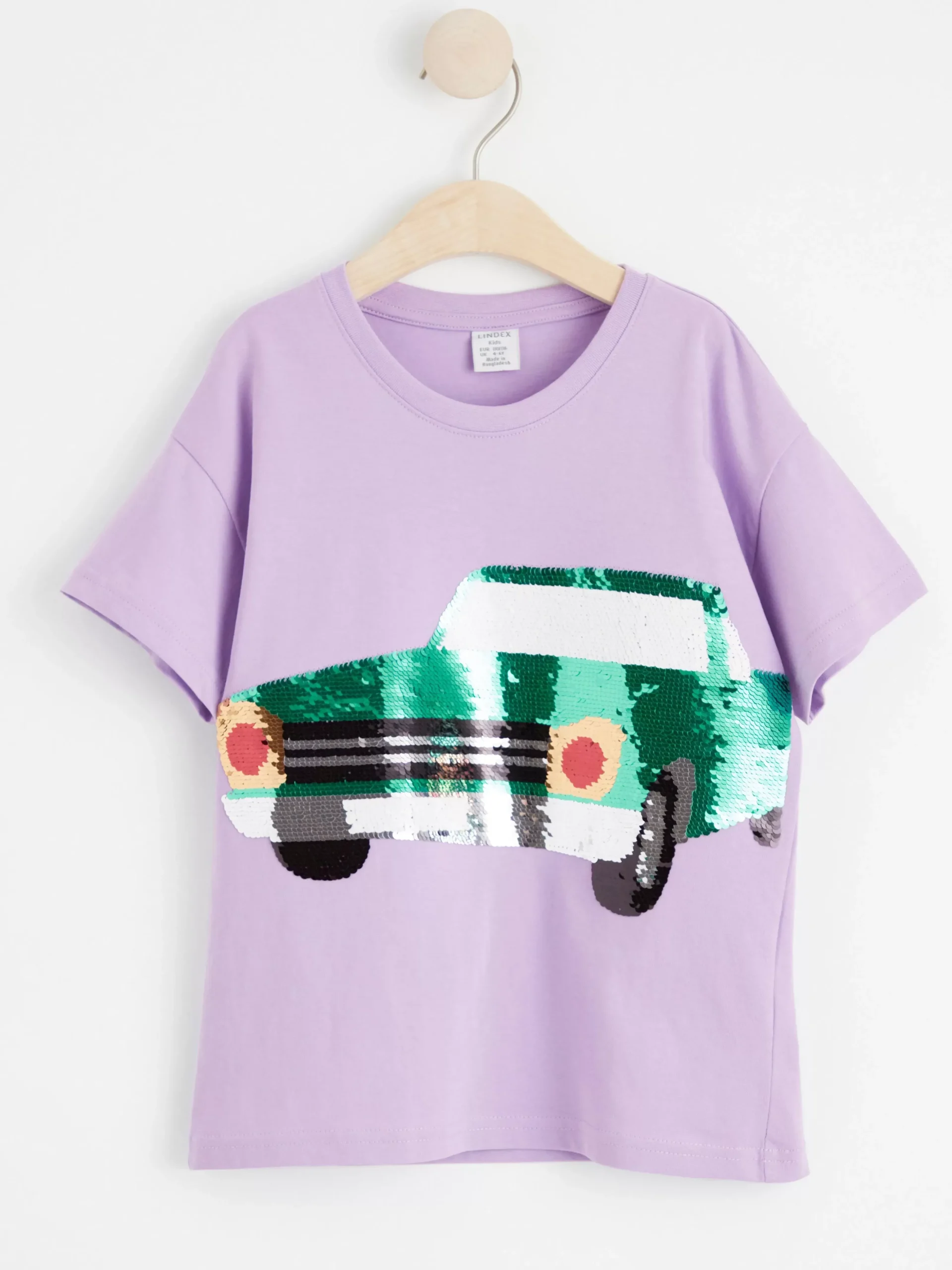 Toppar & T-Shirts>Lindex Kortarmad Topp Med Bil Av Vandbara Paljetter Light Lilac