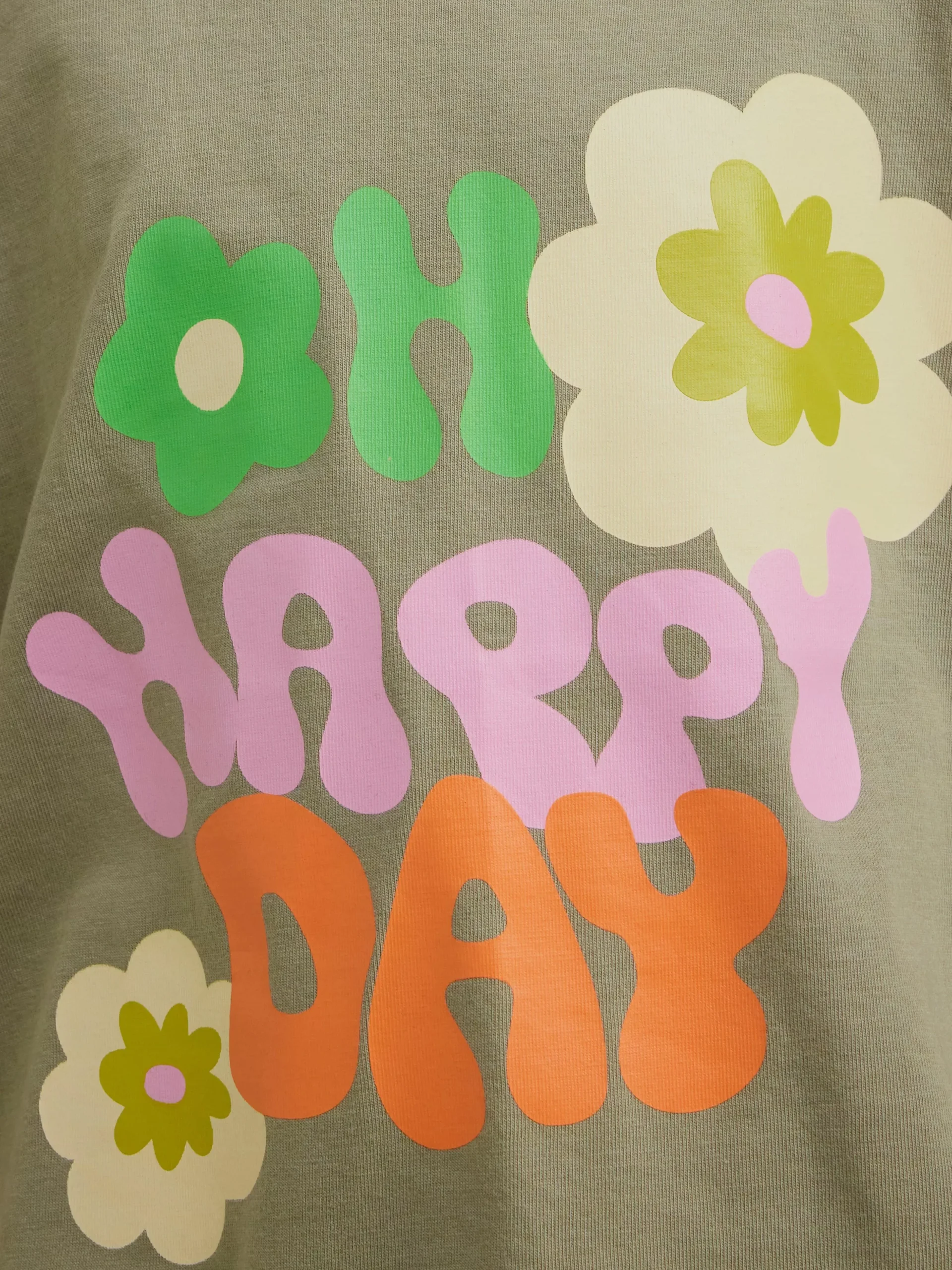 Toppar & T-Shirts>Lindex Kortarmad Topp Med Blommonster Light Dusty Khaki