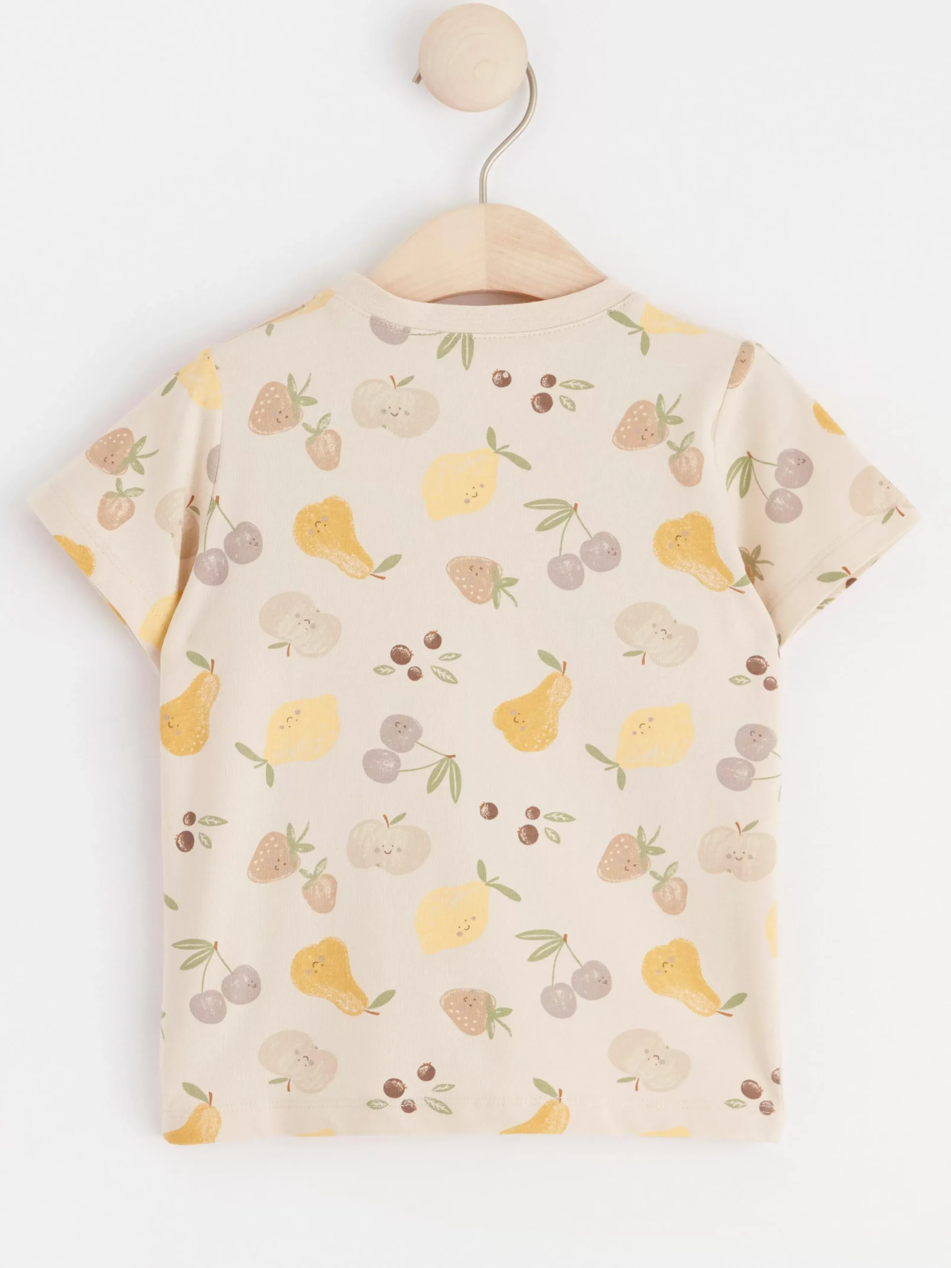 Toppar & T-Shirts>Lindex Kortarmad Topp Med Frukter Light Beige