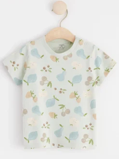 Toppar & T-Shirts>Lindex Kortarmad Topp Med Frukter Light Aqua
