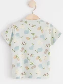 Toppar & T-Shirts>Lindex Kortarmad Topp Med Frukter Light Aqua