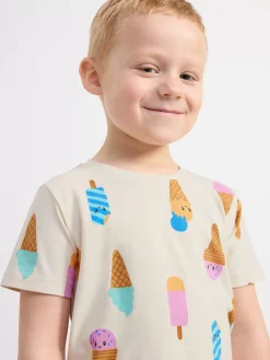 Toppar & T-Shirts>Lindex Kortarmad Topp Med Glassar Light Beige