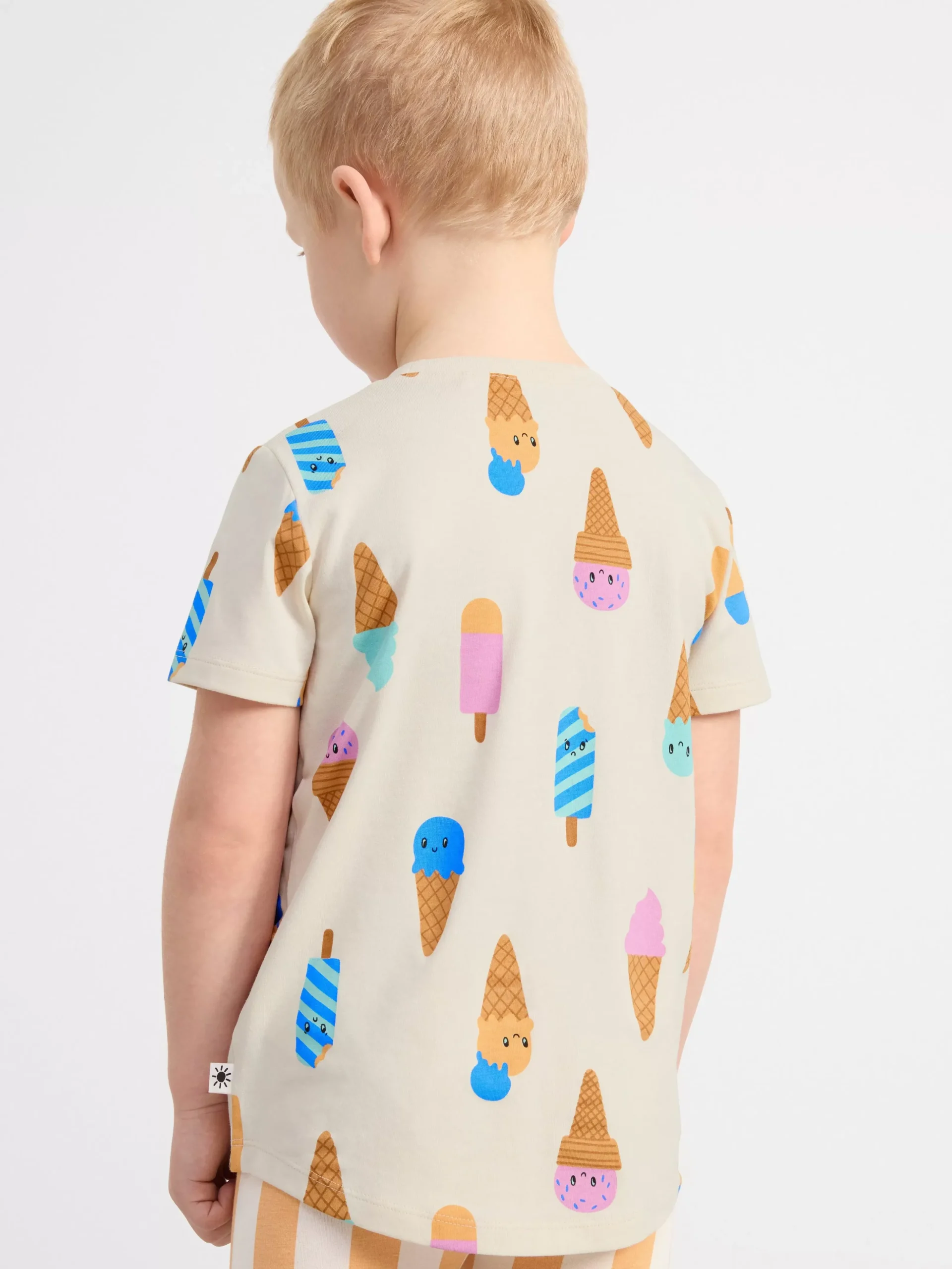Toppar & T-Shirts>Lindex Kortarmad Topp Med Glassar Light Beige