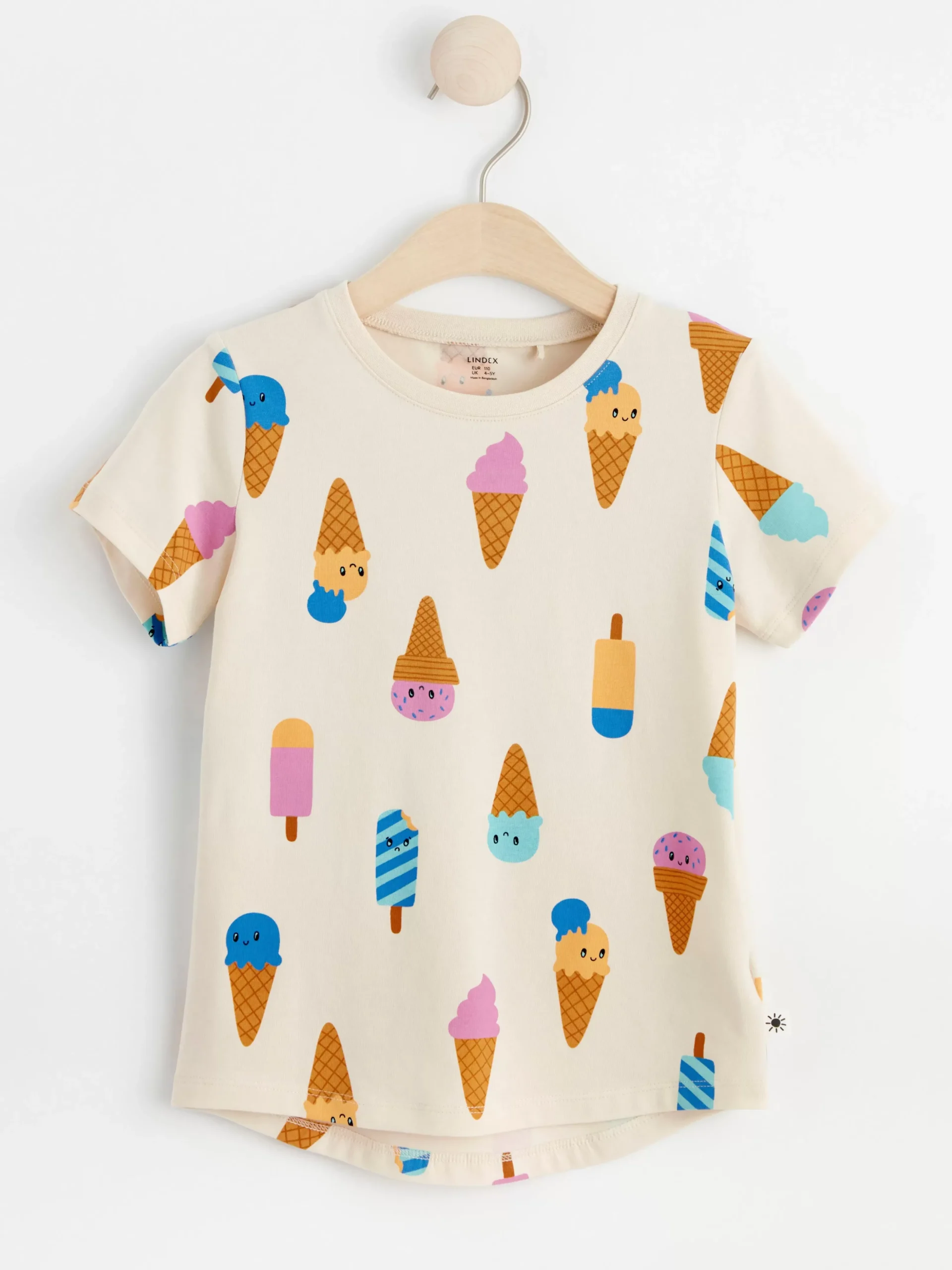 Toppar & T-Shirts>Lindex Kortarmad Topp Med Glassar Light Beige